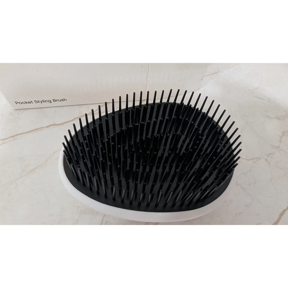 SpoiledChild Pocket Styling Brush White Black Compact Detangling Hair Brush